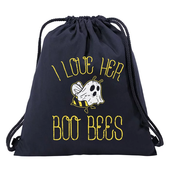 I Love Her Boo Bees Couples Halloween Costume His Drawstring Bag