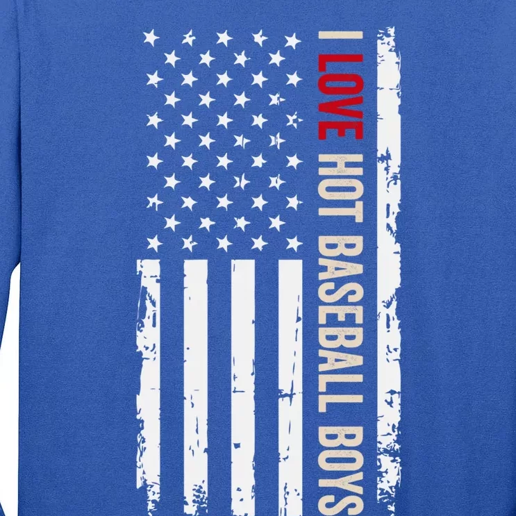 I Love Hot Baseball American Usa Flag Meaningful Gift Tall Long Sleeve T-Shirt