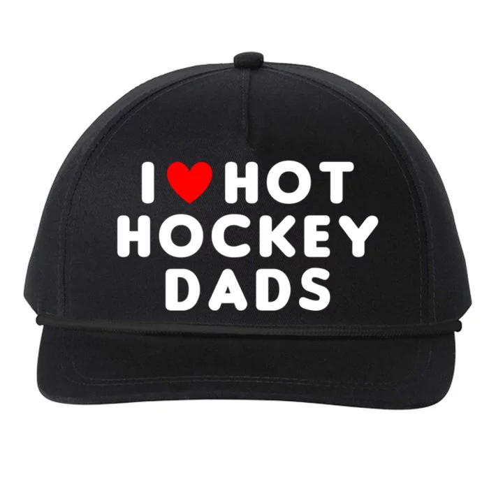 I Love Hot Hockey Dads Funny Red Heart Meaningful Gift Snapback Five-Panel Rope Hat