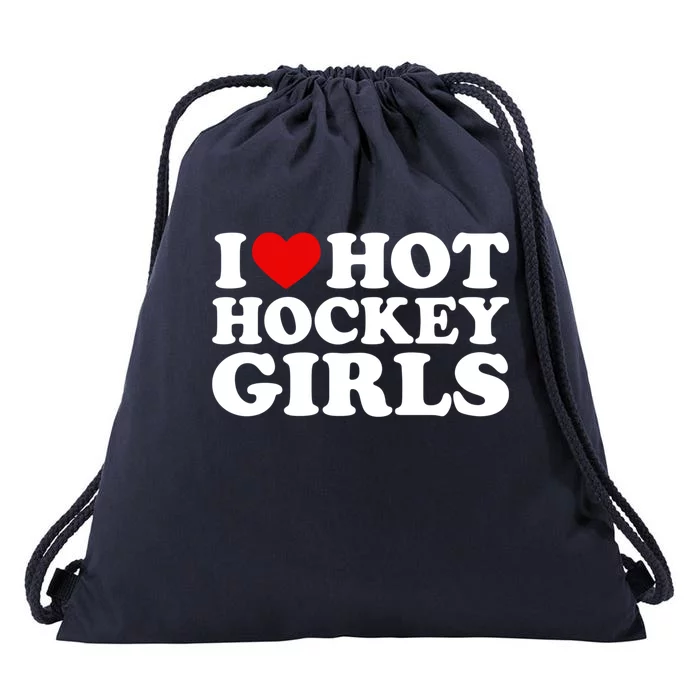 I Love Hot Hockey Gift I Heart Hot Hockey Gift Drawstring Bag