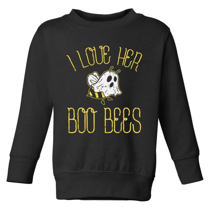 I Love Her Boo Bees Couples Halloween Costume Toddler Sweatshirt