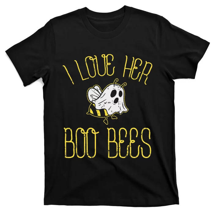 I Love Her Boo Bees Couples Halloween T-Shirt