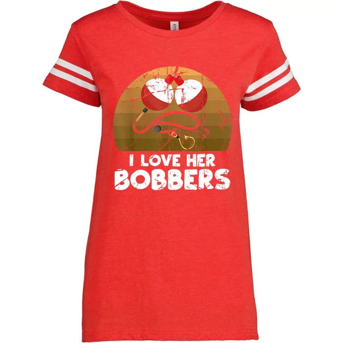 I Love Her Bobbers Funny Matching Fishing His Hers Gift Enza Ladies Jersey Football T-Shirt