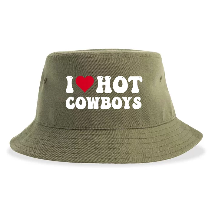 I Love Hot Cowboys I Heart Cowboys Funny Country Western Sustainable Bucket Hat