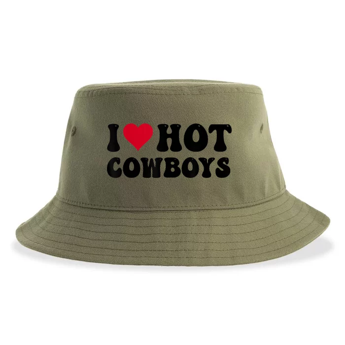 I Love Hot Cowboys I Heart Cowboys Funny Country Western Sustainable Bucket Hat