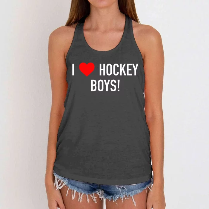 I Love Hockey Graphic Novelty Fun Vintage Style Gift Women's Knotted Racerback Tank