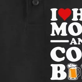 I Love Heart Hot Moms Cold Beer Funny Adult Drinkising Joke Dry Zone Grid Performance Polo