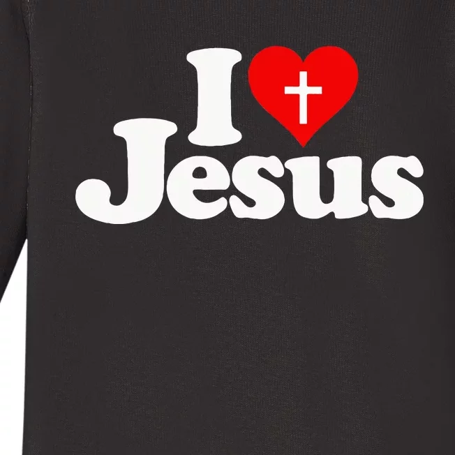 I Love Heart Jesus Christ Baby Long Sleeve Bodysuit