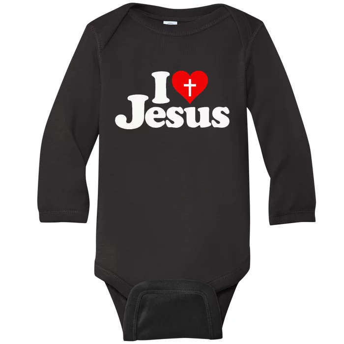 I Love Heart Jesus Christ Baby Long Sleeve Bodysuit