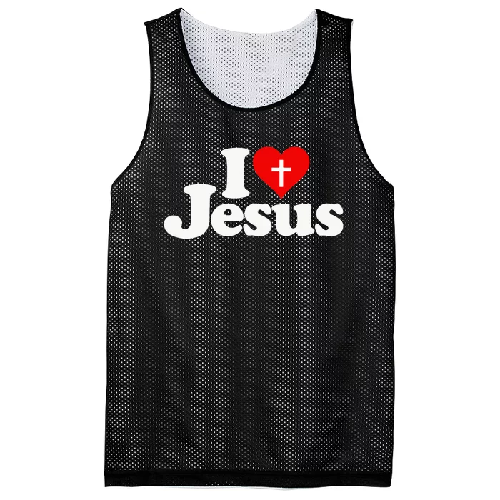 I Love Heart Jesus Christ Mesh Reversible Basketball Jersey Tank