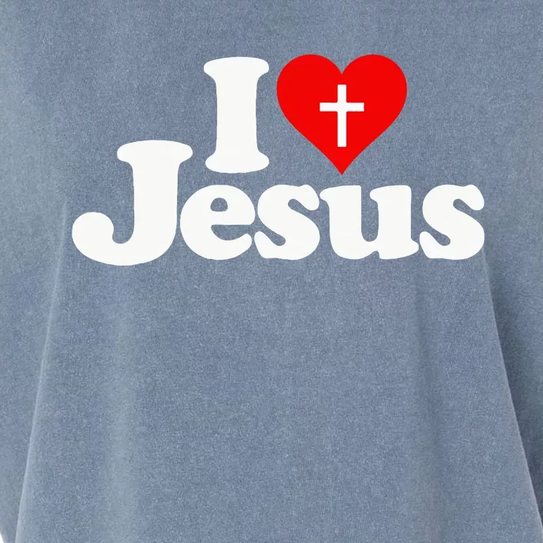 I Love Heart Jesus Christ Garment-Dyed Women's Muscle Tee