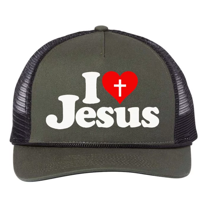 I Love Heart Jesus Christ Retro Rope Trucker Hat Cap