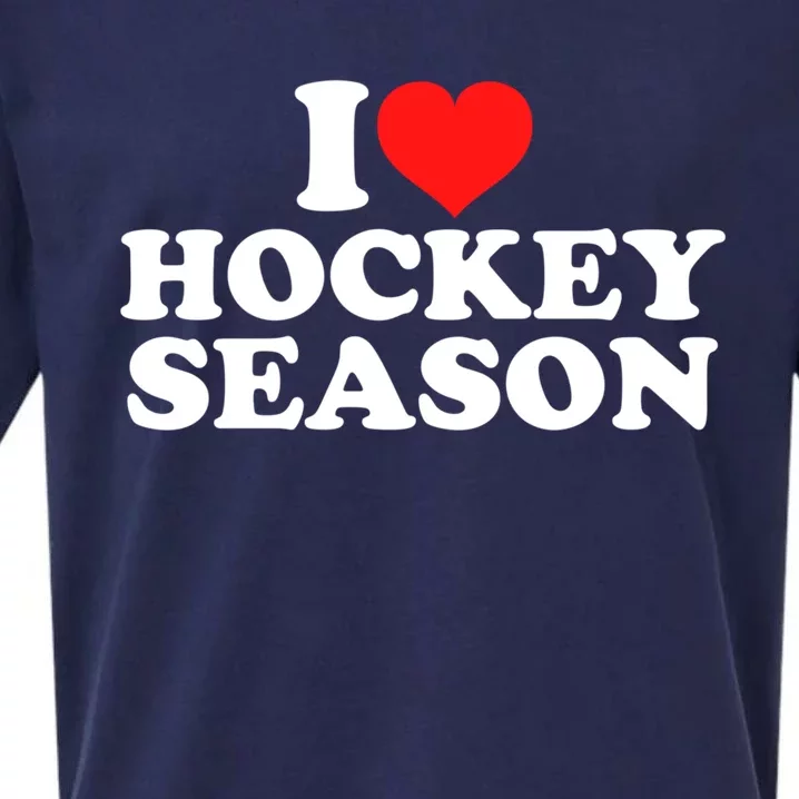 I Love Hockey Season Funny Gift Sueded Cloud Jersey T-Shirt