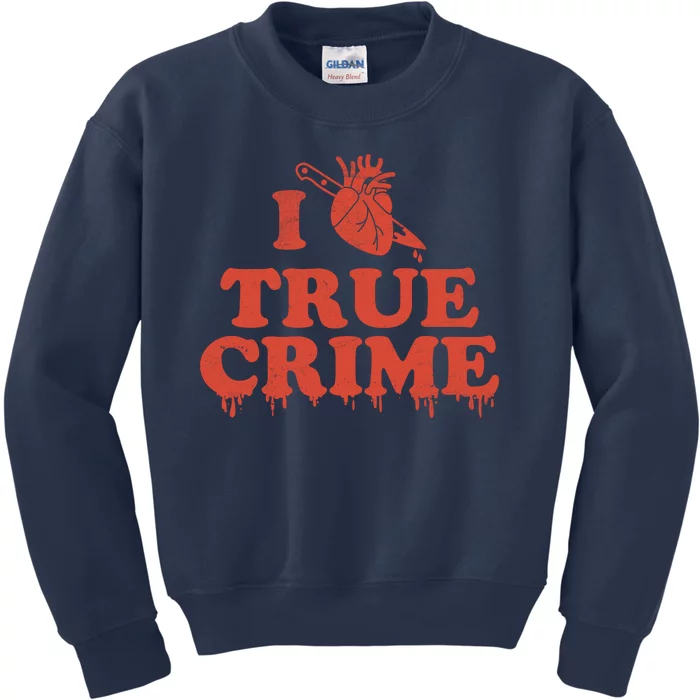 I Love Heart True Crime Kids Sweatshirt