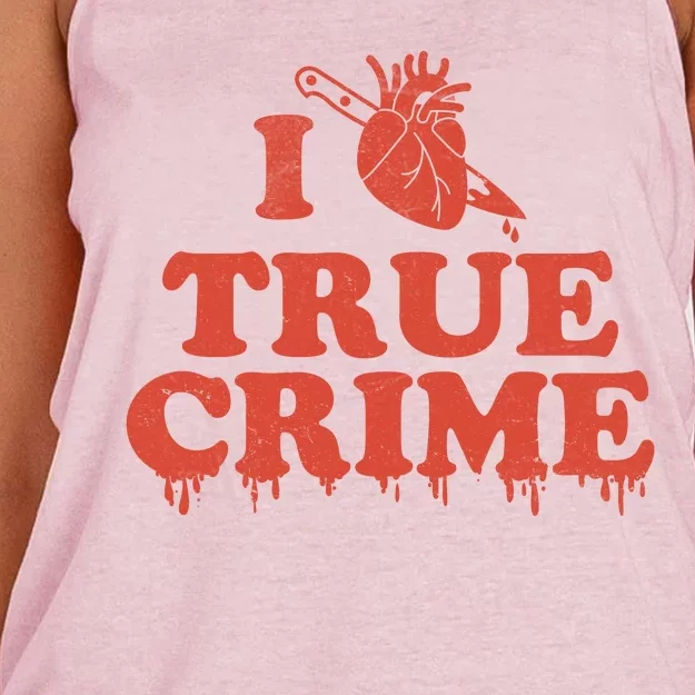 I Love Heart True Crime Women's Knotted Racerback Tank