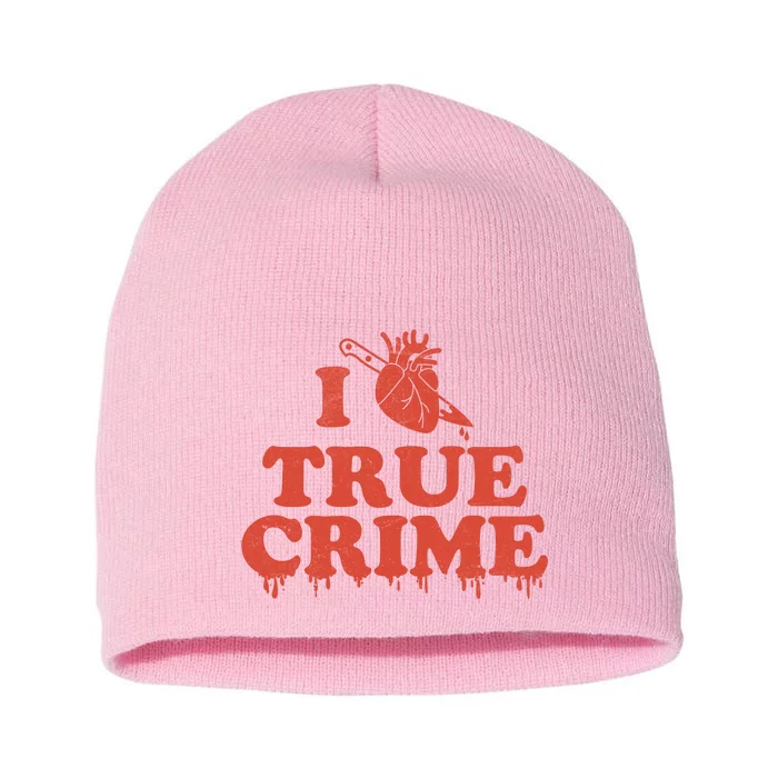 I Love Heart True Crime Short Acrylic Beanie