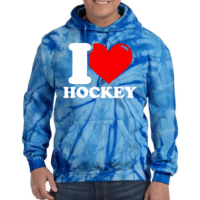 I Love Hockey Gift Tie Dye Hoodie