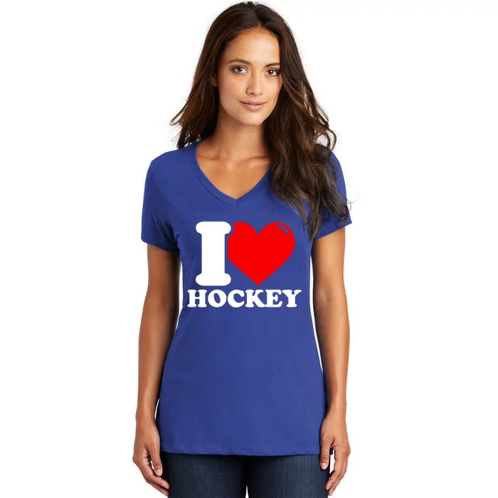 I Love Hockey Gift Women's V-Neck T-Shirt