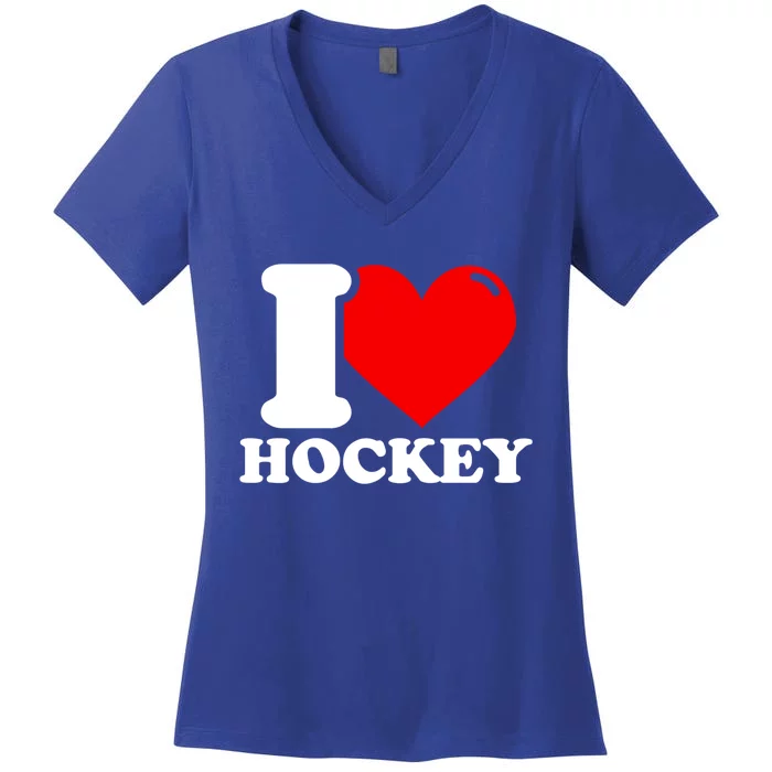 I Love Hockey Gift Women's V-Neck T-Shirt