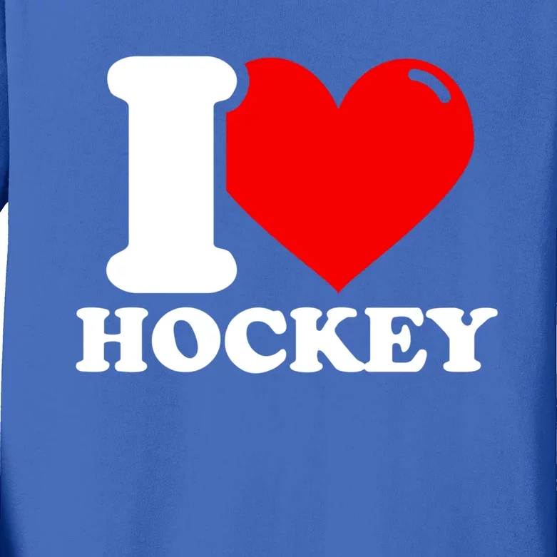 I Love Hockey Gift Kids Long Sleeve Shirt