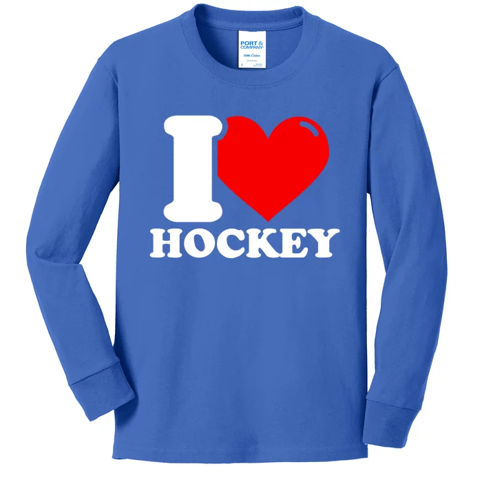 I Love Hockey Gift Kids Long Sleeve Shirt