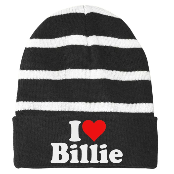 I Love Heart Billie Striped Beanie with Solid Band