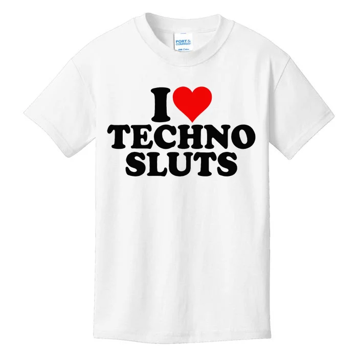 I Love Heart Techno Sluts Edm Music Kids T-Shirt