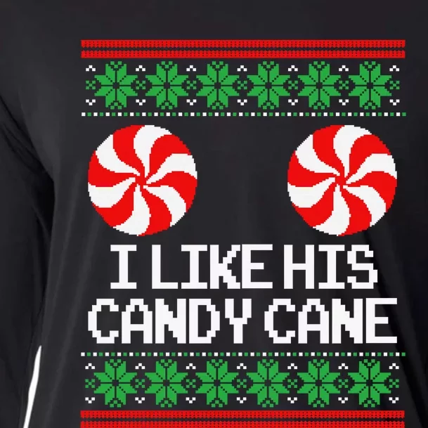 I Like His Candy Cane Christmas Sweater Couples Matching Cooling Performance Long Sleeve Crew