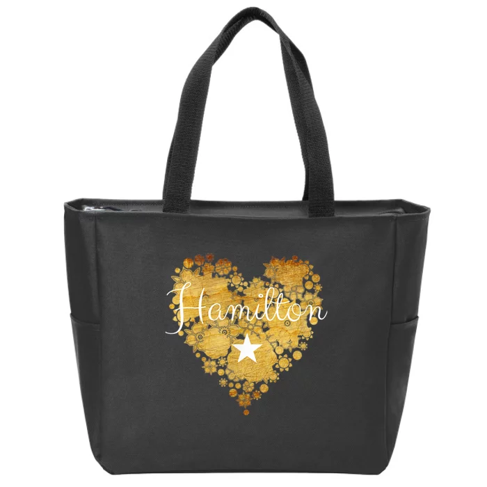 I Love Hamilton Heart Zip Tote Bag