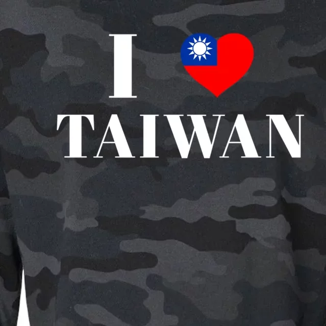 I Love Heart Taiwan Flag Taiwanese Taiwan Pride Roc Taipei Gift Cropped Pullover Crew