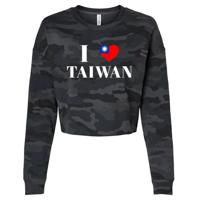 I Love Heart Taiwan Flag Taiwanese Taiwan Pride Roc Taipei Gift Cropped Pullover Crew