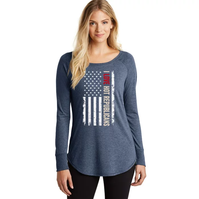 I Love Hot Republicans American Usa Flag Gift Women's Perfect Tri Tunic Long Sleeve Shirt