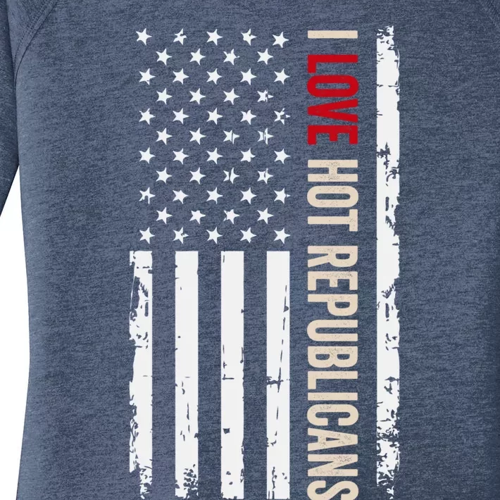 I Love Hot Republicans American Usa Flag Gift Women's Perfect Tri Tunic Long Sleeve Shirt