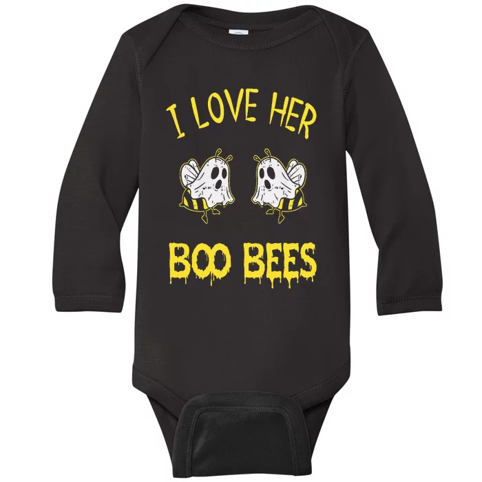 I Love Her Boo Bees Couples Halloween Adult Costume His Baby Long Sleeve Bodysuit