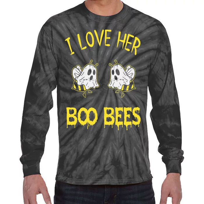 I Love Her Boo Bees Couples Halloween Adult Costume His Tie-Dye Long Sleeve Shirt