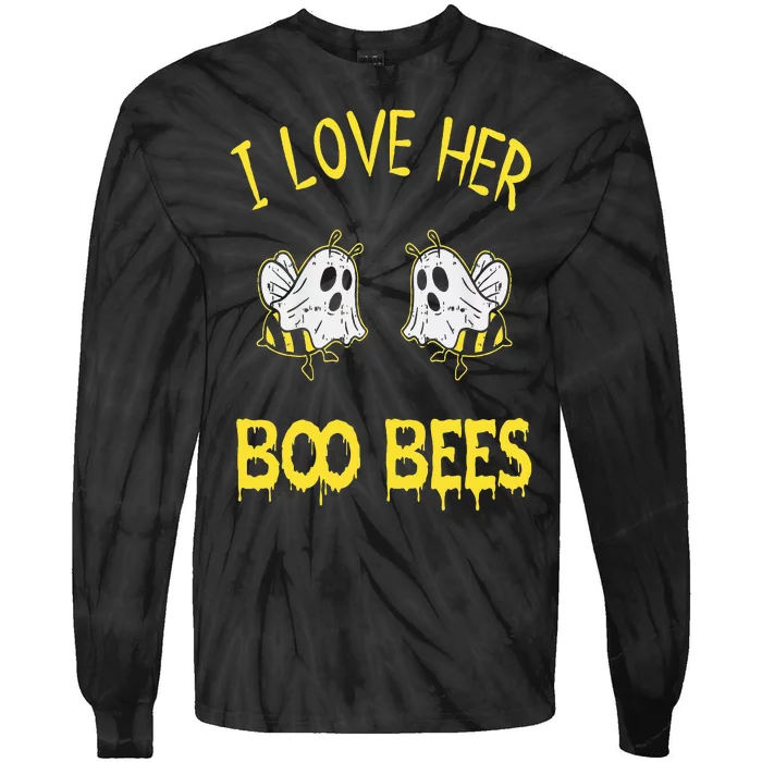 I Love Her Boo Bees Couples Halloween Adult Costume His Tie-Dye Long Sleeve Shirt