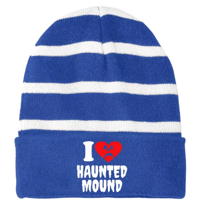 I Love Haunted Mound Striped Beanie with Solid Band