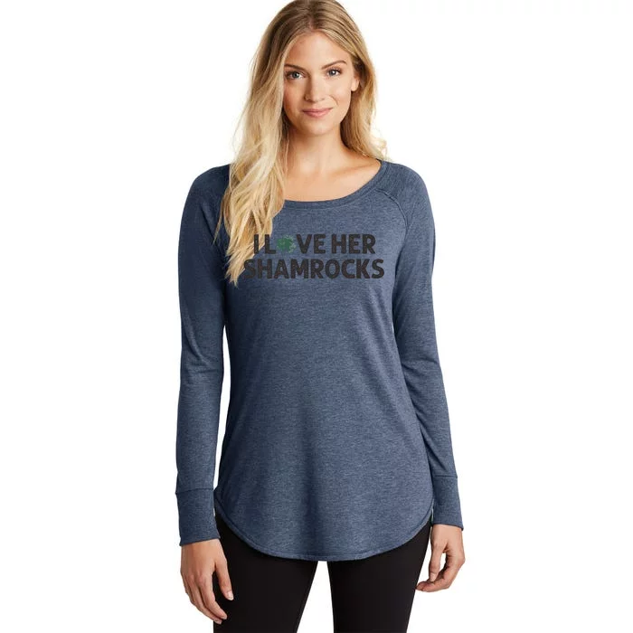 I Love Her Shamrocks Funny Saint Paddys St. Patrick's Day Women's Perfect Tri Tunic Long Sleeve Shirt