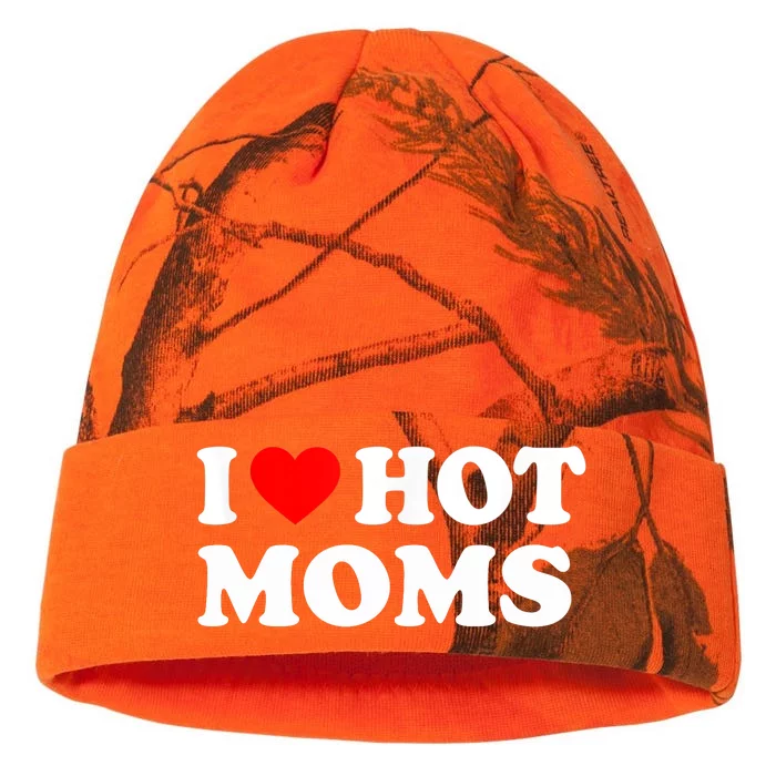 I Love Hot Moms Funny Red Heart Love Moms Kati - 12in Camo Beanie