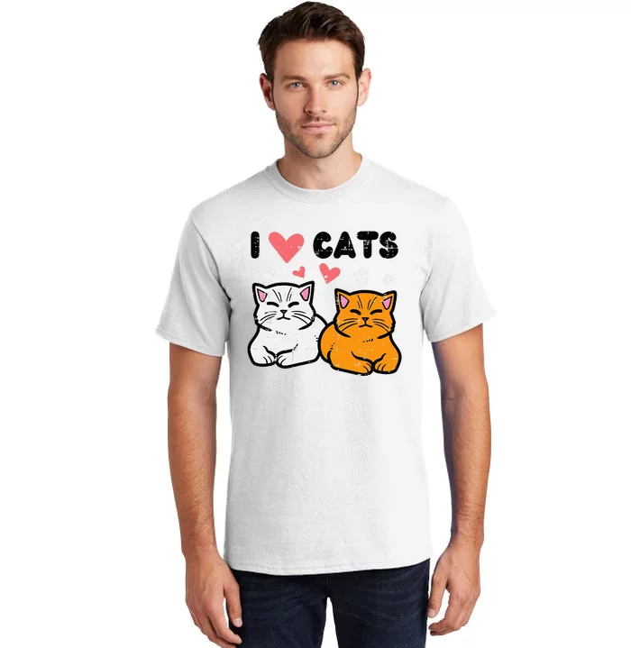 I Love Heart Cats Cute Kittens Pet Tall T-Shirt