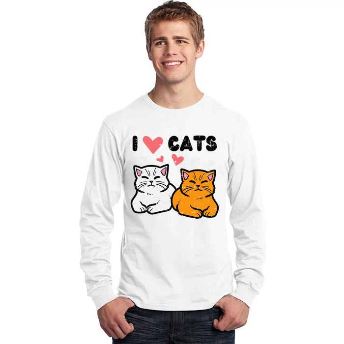 I Love Heart Cats Cute Kittens Pet Tall Long Sleeve T-Shirt