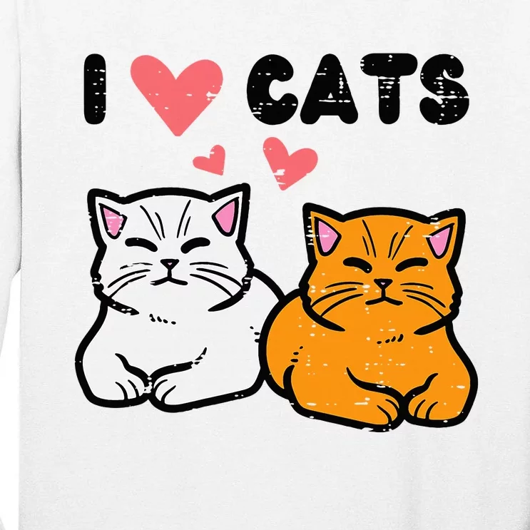 I Love Heart Cats Cute Kittens Pet Tall Long Sleeve T-Shirt