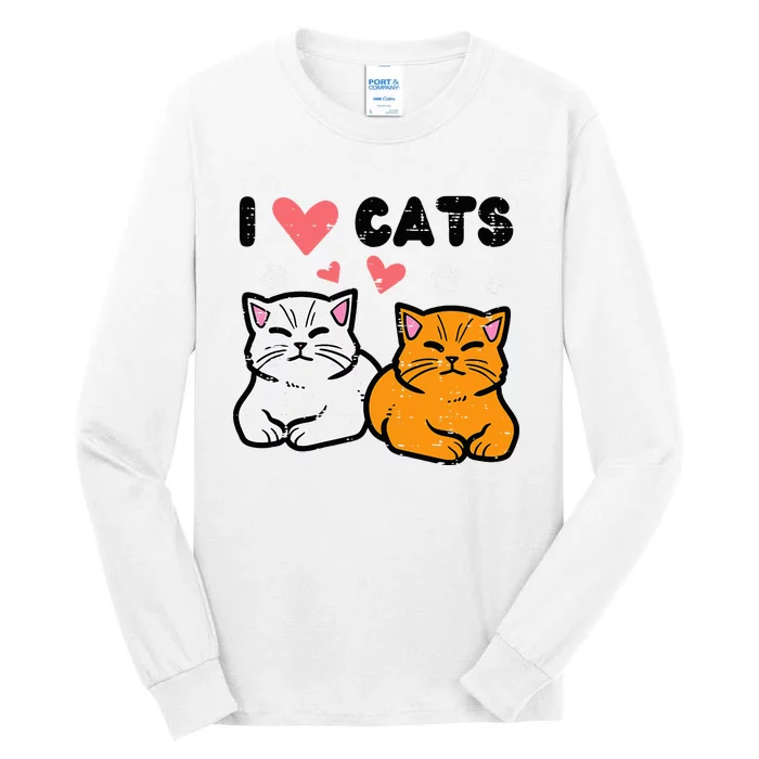 I Love Heart Cats Cute Kittens Pet Tall Long Sleeve T-Shirt