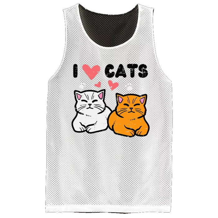 I Love Heart Cats Cute Kittens Pet Mesh Reversible Basketball Jersey Tank