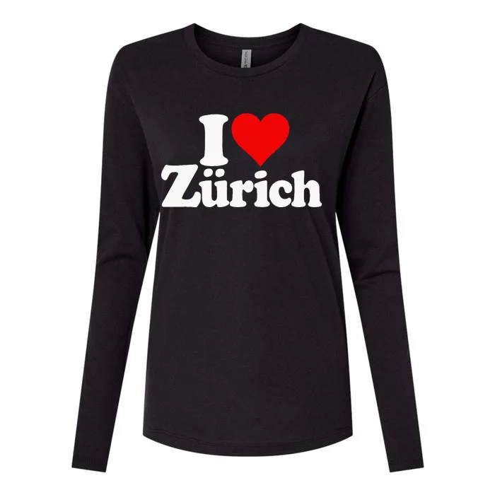 I Love Heart Zurich Switzerland Womens Cotton Relaxed Long Sleeve T-Shirt