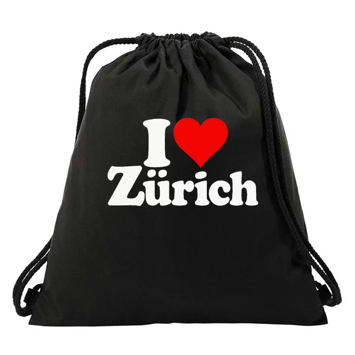 I Love Heart Zurich Switzerland Drawstring Bag