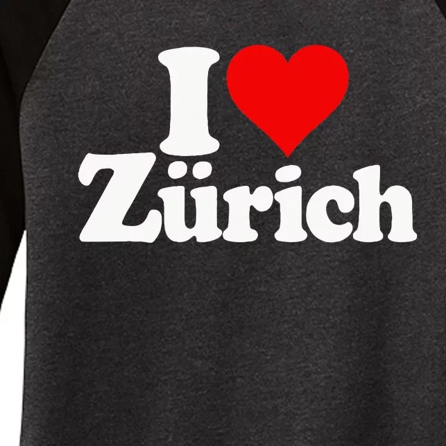 I Love Heart Zurich Switzerland Women's Tri-Blend 3/4-Sleeve Raglan Shirt