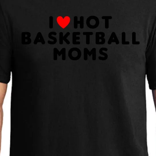 I Love Hot Basketball Moms Funny Red Heart Meaningful Gift Pajama Set