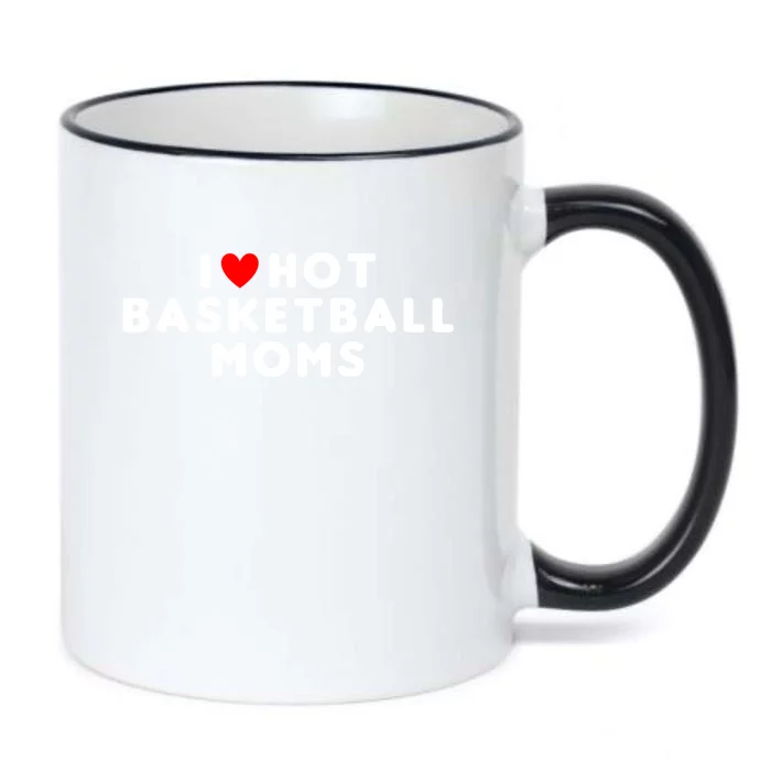 I Love Hot Basketball Moms Funny Red Heart Gift Black Color Changing Mug