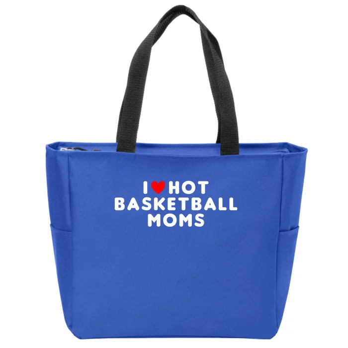 I Love Hot Basketball Moms Funny Red Heart Gift Zip Tote Bag